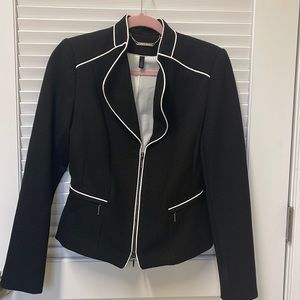 White House Black Market Black Bomber Jacket with White Trim